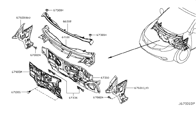 2012 Nissan Murano Dash-Side,RH Diagram for 67600-1GR0A