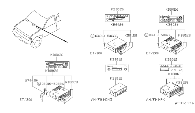 1990 Nissan Pathfinder ET4100 Radio Diagram for B8026-C9955