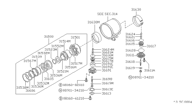 1988 Nissan Pathfinder Clutch & Band Servo Diagram 4