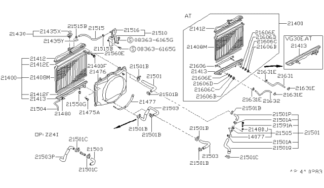 1992 Nissan Pathfinder Tank Radiator Upper Diagram for 21412-51S00