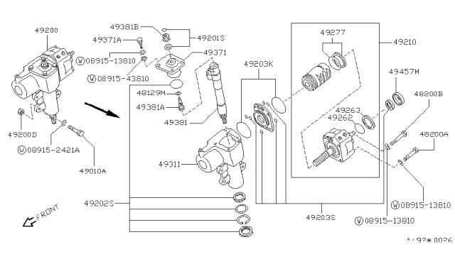 1993 Nissan Pathfinder Seal Kit-Oil,Sector Shaft Diagram for 49321-55G25