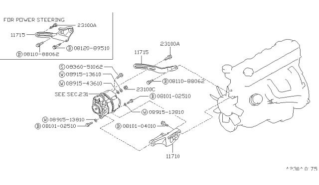 1988 Nissan Pathfinder Bolt-Hex Diagram for 08110-88062