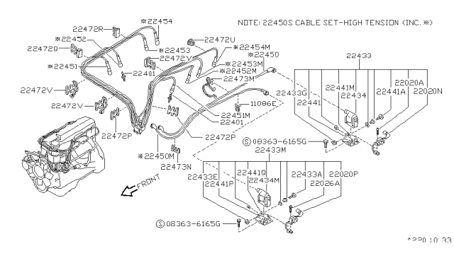 1988 Nissan Pathfinder Clamp High Tension Cable Diagram for 22472-89W00