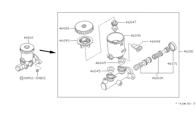 1988 Nissan Pathfinder Cylinder ASY-Brake Diagram for 46010-41G00