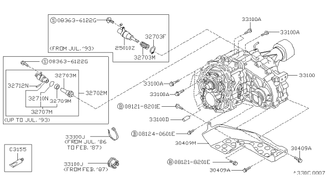 1992 Nissan Pathfinder Transfer Assembly & Fitting Diagram 1