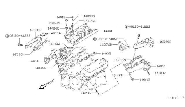 1988 Nissan Pathfinder Manifold-Intake Diagram for 14003-12G01