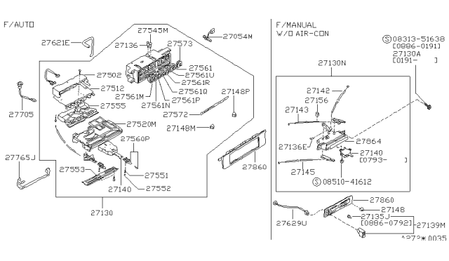 1993 Nissan Pathfinder Finisher Assy-Control Diagram for 27570-83G00