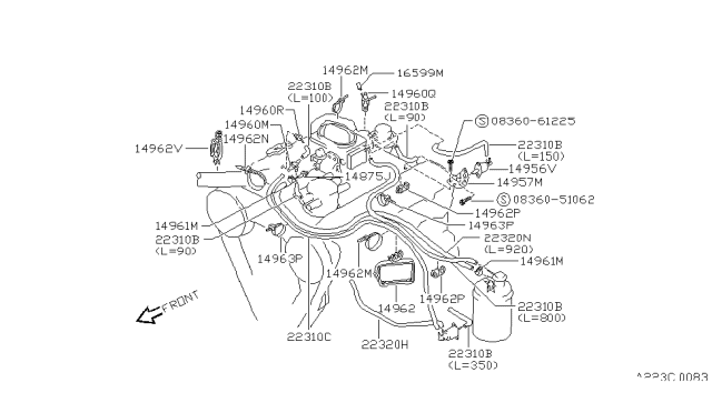 1991 Nissan Pathfinder Engine Control Vacuum Piping - Diagram 2