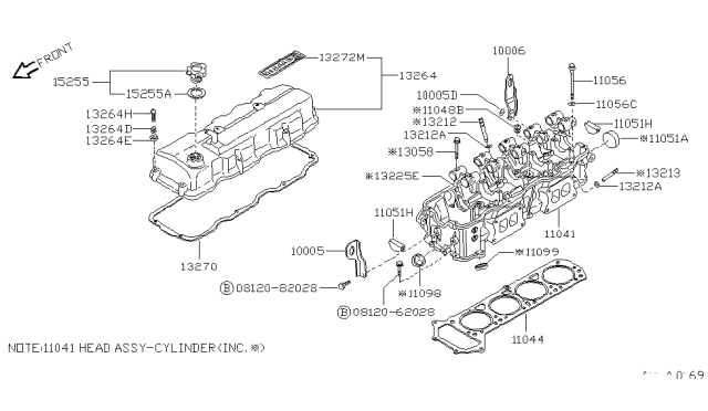 1988 Nissan Pathfinder Cylinder Head & Rocker Cover Diagram 3