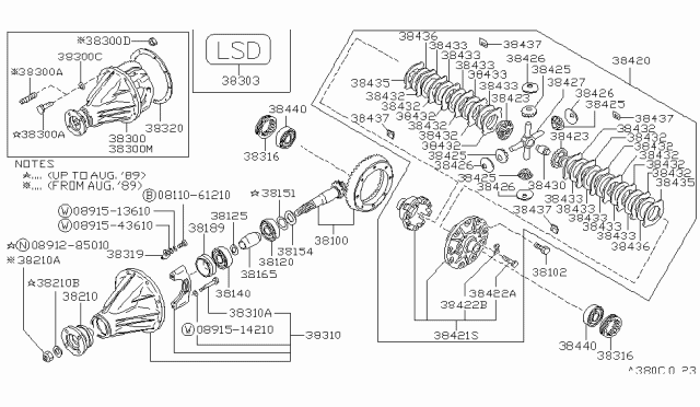 1993 Nissan Pathfinder Final Drive Assembly Diagram for 38301-86G62