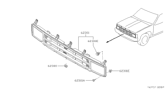 1992 Nissan Pathfinder Front Grille Diagram 1