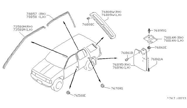 1992 Nissan Pathfinder Mud Guard Set-Rear, Right Diagram for 78810-43G00