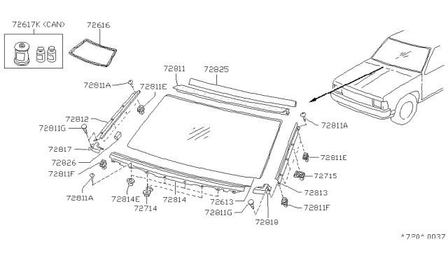 1991 Nissan Pathfinder Front Windshield Diagram