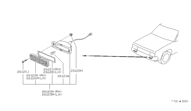 1987 Nissan Pathfinder Lamp Assembly-Turn Signal Front LH Diagram for B6135-41G00