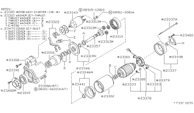 1990 Nissan Pathfinder Starter Diagram for 23300-12G03