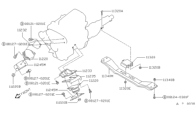 1989 Nissan Pathfinder Engine & Transmission Mounting Diagram 3