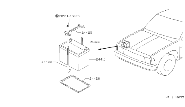 1992 Nissan Pathfinder Battery & Battery Mounting Diagram 2