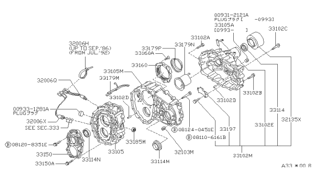 1993 Nissan Pathfinder Neutral Position Switch Diagram for 32005-33G02