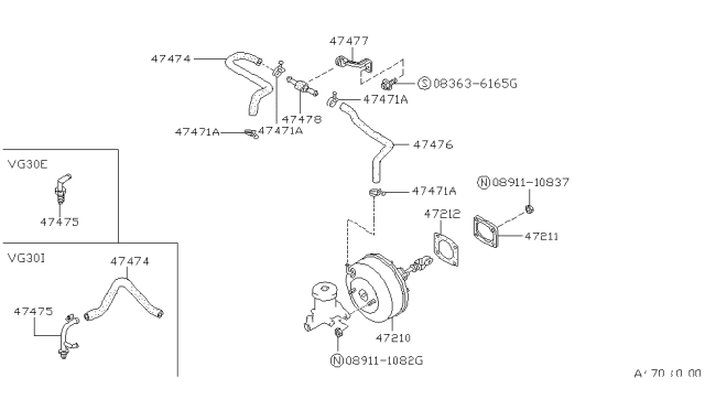 1988 Nissan Pathfinder Brake Servo & Servo Control Diagram 1