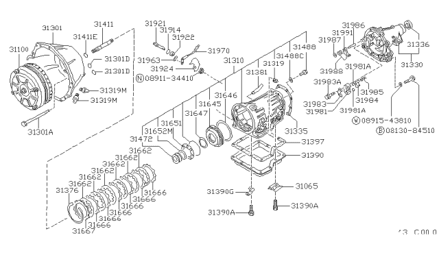 1990 Nissan Pathfinder Torque Converter,Housing & Case Diagram 3
