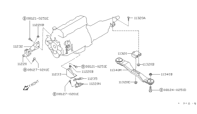 1990 Nissan Pathfinder Engine & Transmission Mounting Diagram 5