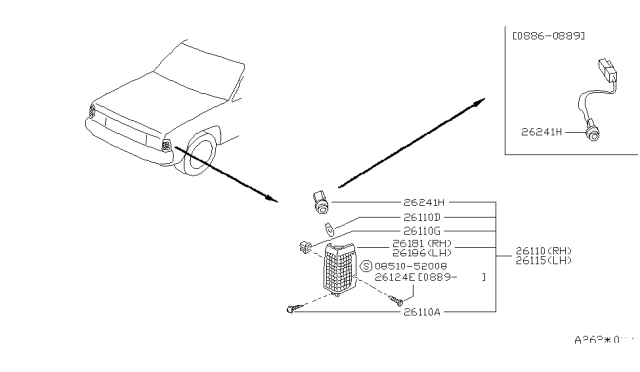 1988 Nissan Pathfinder Harness-Front Combination Lamp Diagram for 26241-41G00