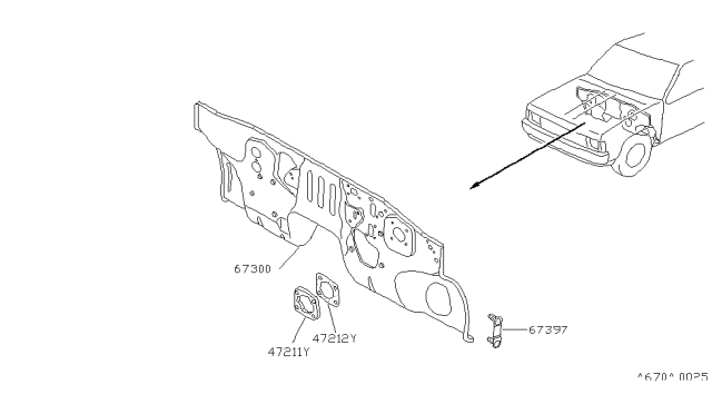 1988 Nissan Pathfinder Dash-Lower Diagram for 67300-05G30