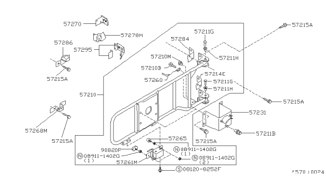 1994 Nissan Pathfinder STRIKER ASY-Spare Tire Carrier Diagram for 57268-83P05