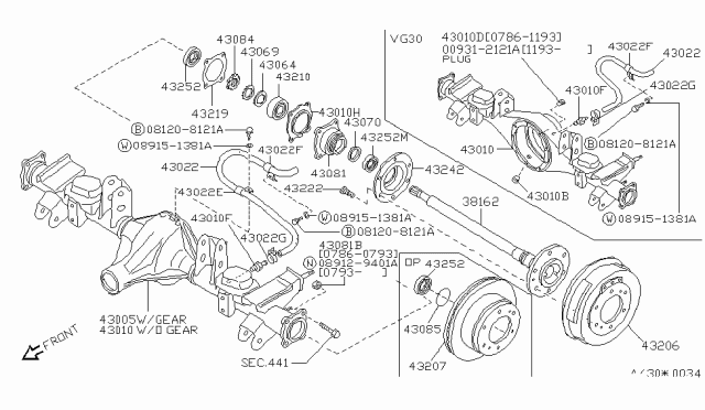1990 Nissan Pathfinder Cage-Rear Axle Bearing Diagram for 43082-42G00