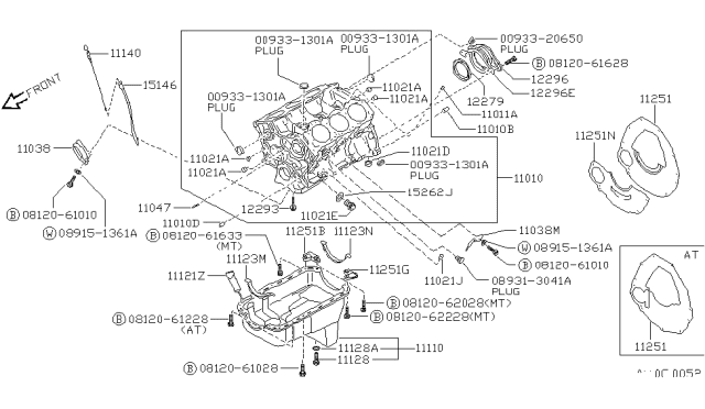 1987 Nissan Pathfinder Cylinder Block & Oil Pan Diagram 1