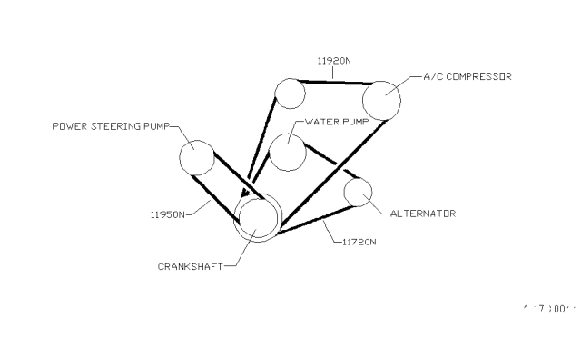 1991 Nissan Pathfinder Fan,Compressor & Power Steering Belt Diagram 2