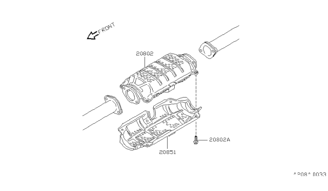 1988 Nissan Pathfinder Three Way Catalytic Converter Diagram for 20802-17C87