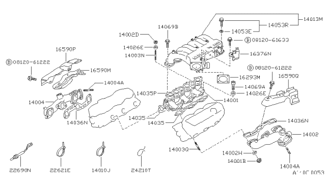 1994 Nissan Pathfinder Gasket-Intake Manifold Diagram for 14033-75P00