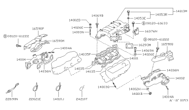 1989 Nissan Pathfinder Cover-Manifold Diagram for 16590-07G00