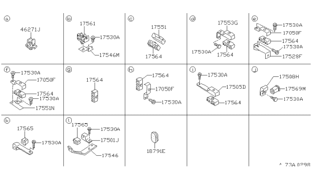 1988 Nissan Pathfinder Clamp Diagram for 46289-41G00