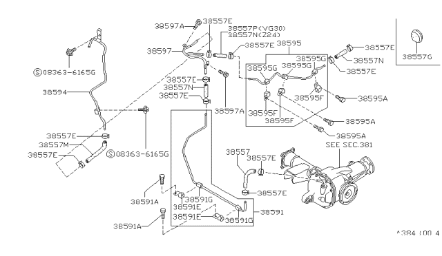 1995 Nissan Pathfinder Breather Piping (For Front Unit) Diagram