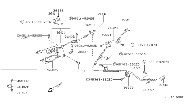 1989 Nissan Pathfinder Cable-Brake Rear RH Diagram for 36530-46G00