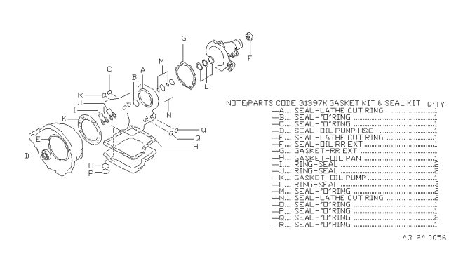 1987 Nissan Pathfinder Gasket & Seal Kit (Automatic) Diagram 3