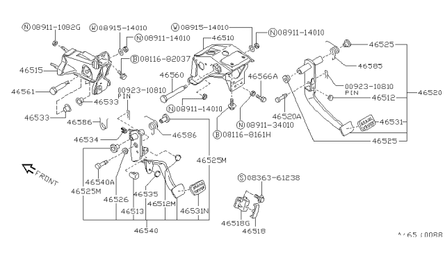 1994 Nissan Pathfinder Bracket Assembly-Pedal Diagram for 46510-59G00