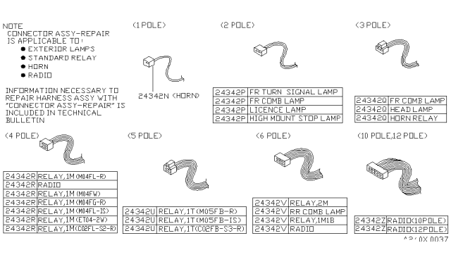 1991 Nissan Pathfinder Connector Assembly Harness Repair Diagram for B4342-0KFB0