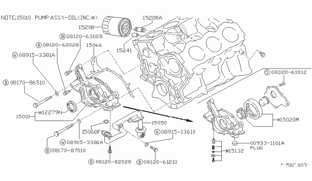 1995 Nissan Pathfinder Oil Filter Assembly Diagram for 15208-H8904