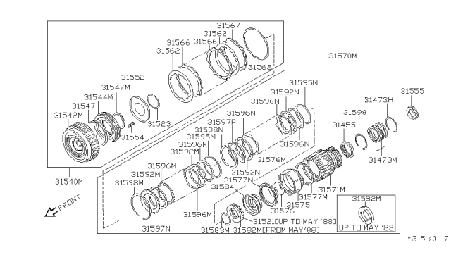 1990 Nissan Pathfinder Plate-Driven Forward Clutch Diagram for 31536-41X11