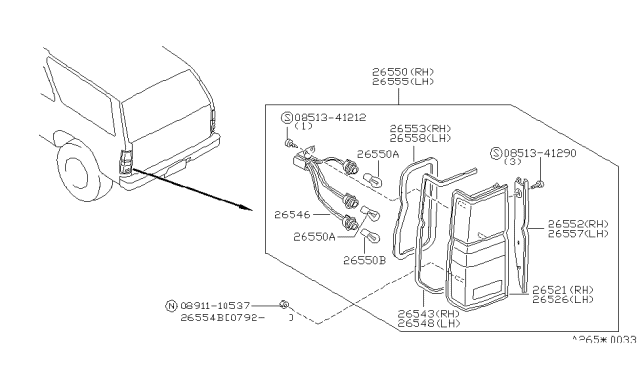 1992 Nissan Pathfinder Rear Combination Lamp Diagram