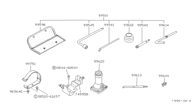 1991 Nissan Pathfinder Bag-Tool Diagram for 99504-50A10