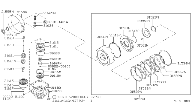 1992 Nissan Pathfinder Clutch & Band Servo Diagram 4