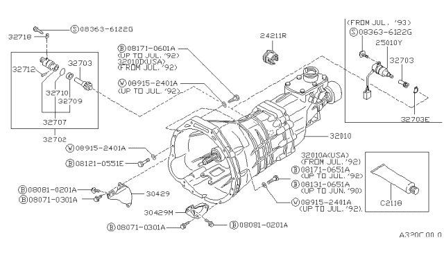1991 Nissan Pathfinder Manual Transmission, Transaxle & Fitting Diagram 1