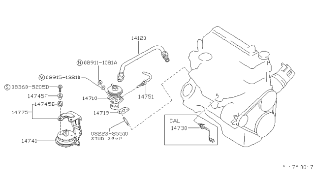 1987 Nissan Pathfinder EGR Parts Diagram 3