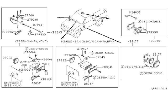 1993 Nissan Pathfinder Audio & Visual Diagram 4