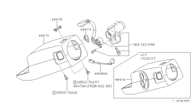 1990 Nissan Pathfinder Steering Column Shell Cover Diagram