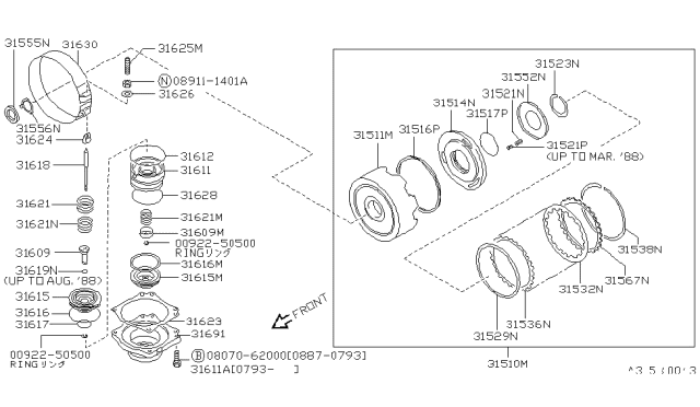 1992 Nissan Pathfinder Clutch & Band Servo Diagram 3